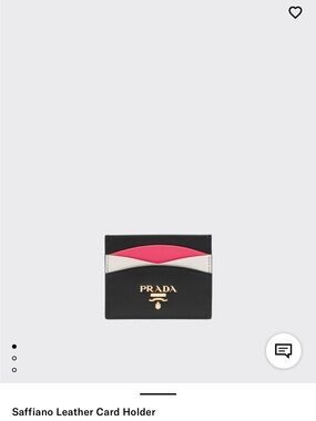 Prada Colorblock Saffiano Card Holder in Black, White & Pink